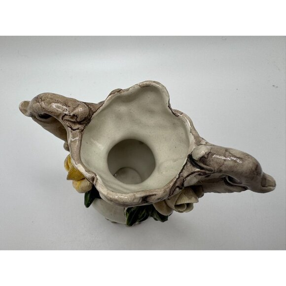 Vintage Signed Bassano Made in Italy Vase Yellow Roses 3D 3.5" tall - Picture 13 of 16